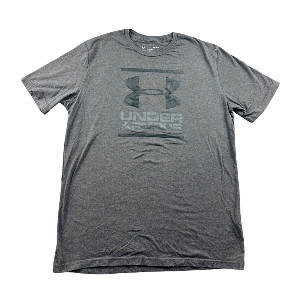 Under Armour GL Foundation T-Shirt Men M Gray Heathered Loose Charged Cotton Gym